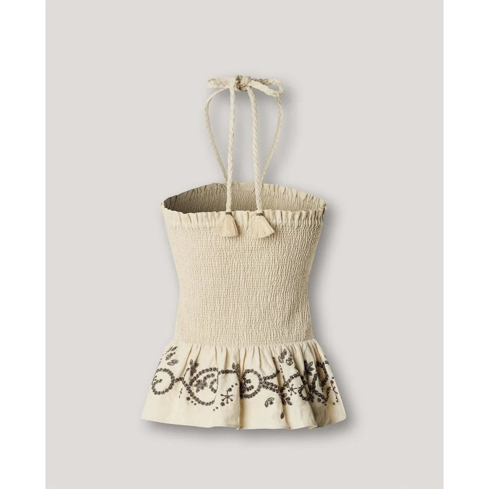 Pepe Jeans - Top halter 100% lino - Pepe Jeans - FashionsVida