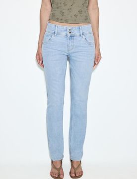 Slim-Fit-Jeans mit tiefem Bund MITTELBLAUER WASHED-LOOK IM HELLEN JEANSBLAU 38