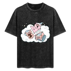Sleeping Giddy Piggies T-Shirt Big Size Crew Neck T-Shirt