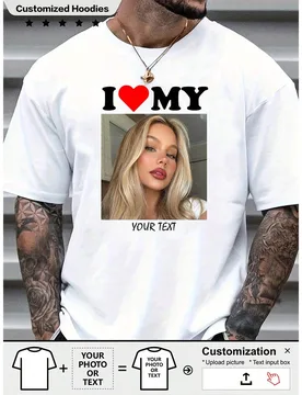Camiseta personalizada para hombre, añade tu propio texto/gráfico (logo/foto), casual, única, estilo básico de calle para hombre, regalo ideal par - Shein - FashionsVida