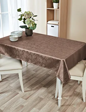 Jacquard-Tischdecke 130 x 160 cm hellbraun - Eldo - FashionsVida