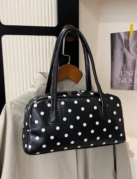 Bolso de hombro de moda elegante y casual con contraste de color, bolso de axila coreano, bolso de mujer de piel de PU con estampado de lunares, 2026 - Shein - FashionsVida