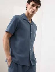 Regular Fit Cotton Blend Textured Shirt Dark Navy male