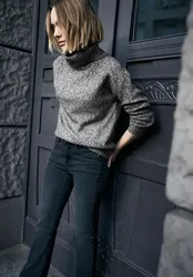 Street One Mouliné Pullover female Schwarz