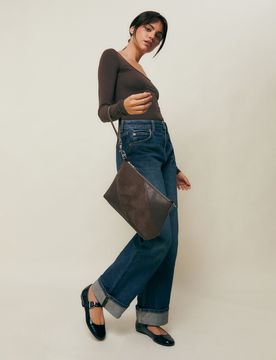 Sac bandoulière petit effet daim Lumi ED