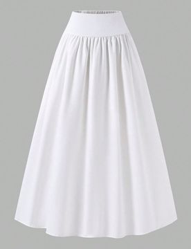 Falda plisada tejida blanca para niñas, con textura única, detalles delicados, pliegues fluidos que muestran un estilo elegante y dulce, esencial pa