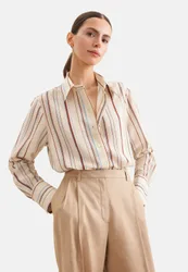 Fließende Hemdbluse aus Viskose Mix Beige 44