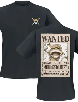 Anime T-Shirt - Monkey D. Ruffy - M - für Männer - Größe M - schwarz - Lizenzierter Fanartikel - Männer - male - one piece - FashionsVida