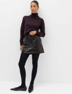 Faux Leather Croc Mini Skirt Dark Burgundy female - M&S - FashionsVida