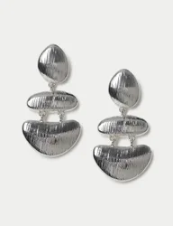 Irregular Link Drop Earrings Silver female