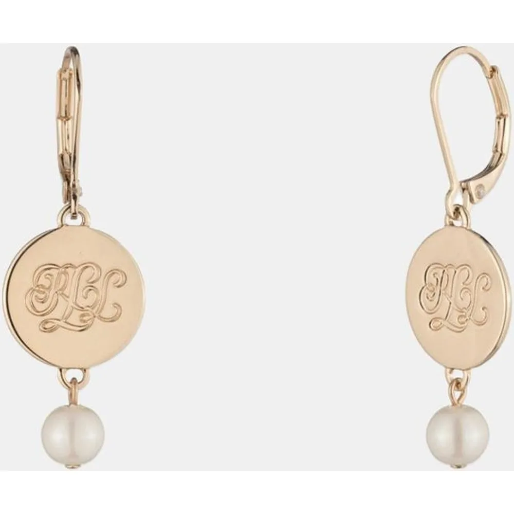 Pendientes Evangeline dorado con logo - Lauren Ralph Lauren - FashionsVida