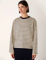 Jersey Striped Top Ivory Mix female