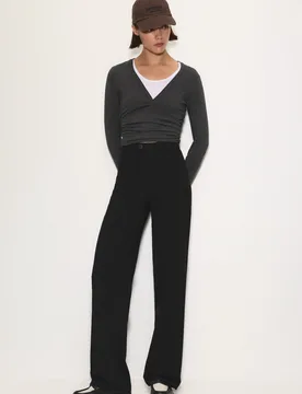 Smart Straight-Leg Trousers (Size: ) - Pull&bear - FashionsVida