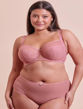 Victory Side Support Balcony Bra Wired Lingerie - Rose - Size: 42FF - Curvy Kate - FashionsVida