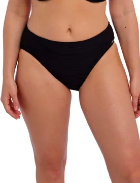 Beach Waves Textured High Leg Bikini Bottoms Black female - Fantasie - FashionsVida