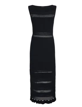 Navy Cotton Sleeveless Midi Dress - Fabiana Filippi - FashionsVida