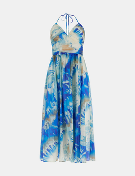 Abito con stampa floreale donna blu