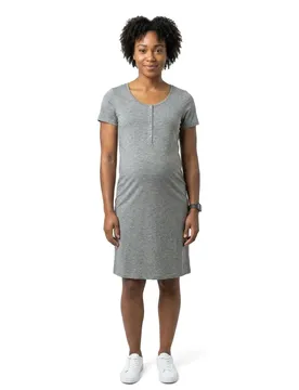 Nuisette à Manches Courtes Mira Materinty 2 Unités Chalk Pink / Light Grey Melange S