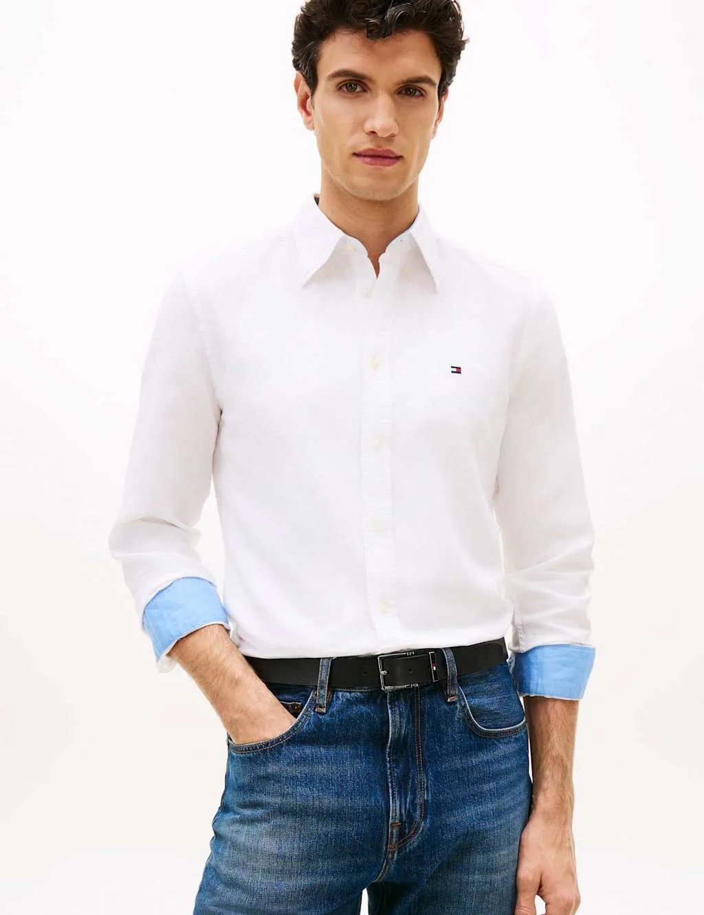 Regular Fit Linen Blend Shirt White male - Tommy hilfiger - FashionsVida