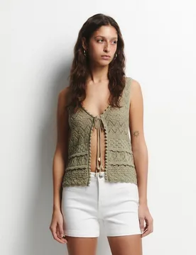 Sfera - Chaleco punto calado - Sfera - FashionsVida