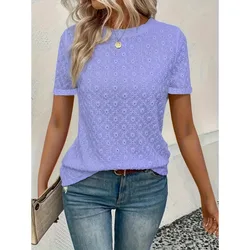 New Summer of Plus-Size Women'S Solid Color Short-Sleeve Round Neck Casual And Comfortable-Shirt
