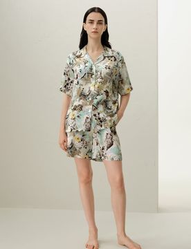 Ensemble Pyjama Manches Courtes Soie 100 % Luxueuse Xl