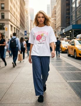 T-shirt in cotone con stampa frutta - bianco