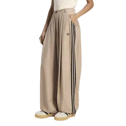 Checks Loose Women Pants - Beige - Size L (16-18) - Cotton Twill - Beige - Size: Large