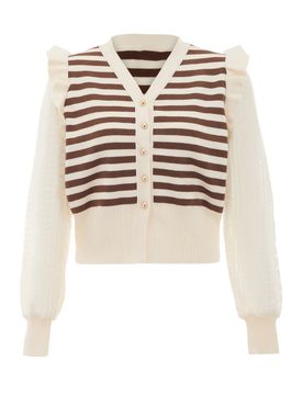 NAEMI Cárdigan beige / chocolate