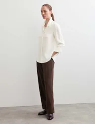 Pure Silk Collared Shirt Ivory female