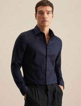 Slim Business Hemd Uni Blau 37