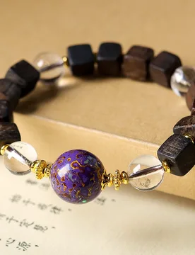Daraqan Agarwood Paired with Natural WhiteCrystal BraceletChinese-Style Purple Lacquer Bead ArtisanWooden Bracelet with Treasure - Aliexpress - FashionsVida