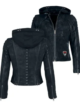 Rock Lederjacke - S bis XXL - für Damen - Größe XXL - schwarz - Frauen - female - Rock Rebel by EMP - FashionsVida