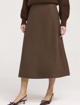 Women's Ramona Twill Midi Skirt in Chocolate Size: 14 - Chocolate - Size: 14 - Finery London - FashionsVida