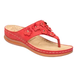 Zehen-Pantolette "Blümchen" 40 rot