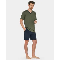 Pijama corto de hombre de punto a rayas