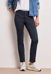Mid Waist Slim Leg Hose im Satin-Look female Blau