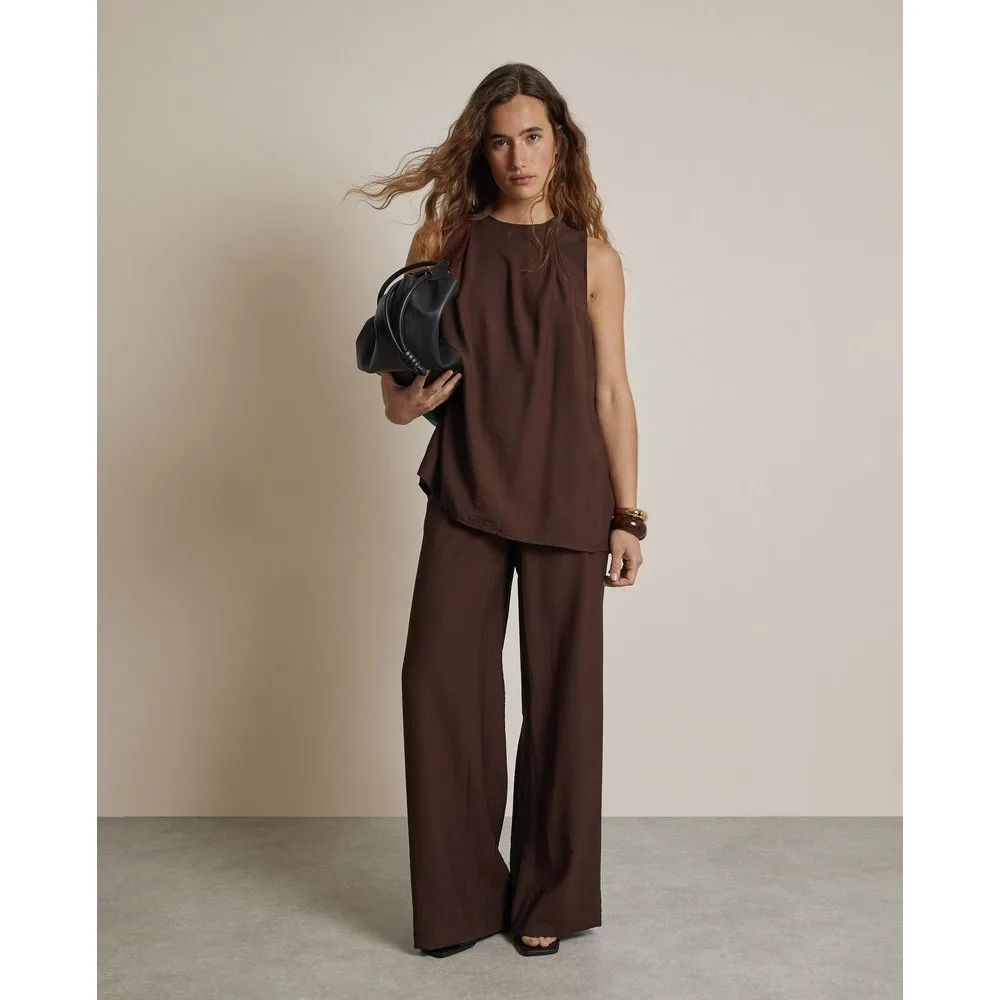 Pantalones anchos de mujer con cintura elástica - Trucco - FashionsVida