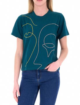 T-shirt in cotone PETROLIO 3