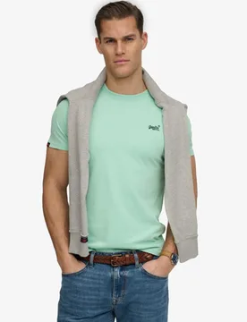 Superdry Herren Essential T-Shirt Aus Bio-Baumwolle Mit Logo, Grün, Größe: L - 29.99 - FashionsVida