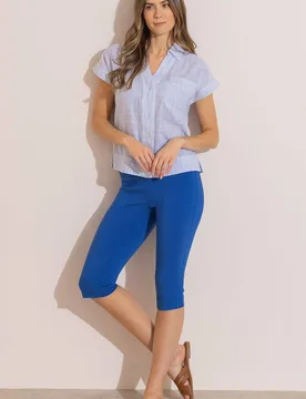 Women's Stretch Pedal Pushers in Royal Size: 20 - Royal - Size: 20 - Klass. - FashionsVida