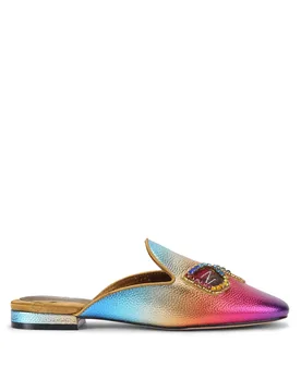 Womens Leather Embroidered Slipper 2 Sandals - Multicolour - Size Uk 5 - Kurt Geiger London - FashionsVida