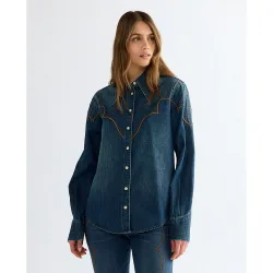 Camisa vaquera de mujer de manga larga de corte regular