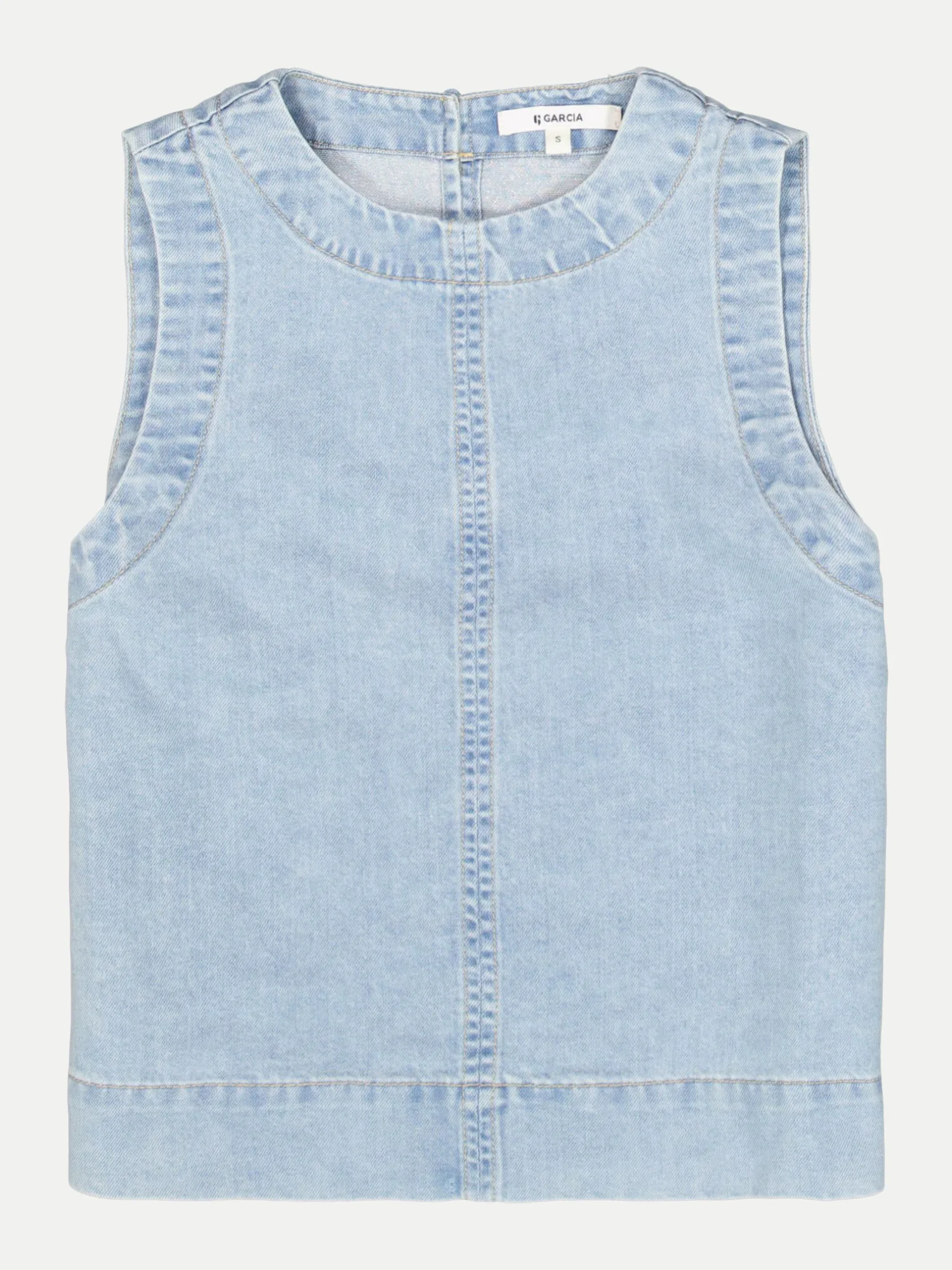 Ärmellose Denim Bluse Blau M - Garcia - FashionsVida