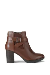 Silver Ankle Wide Fit' Leather Boots - Brown - Size: 4