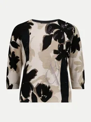 Strickpullover mit Allover-Print Beige 44