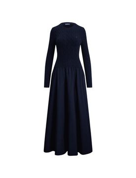 Polo Robe midi bi-matière en laine et cachemire