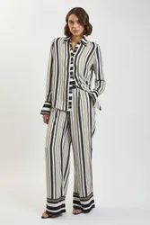 Petite Contrast Stripe Viscose Co Ord Trouser - Multicolor - Size: 8