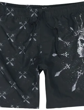 Rock Badeshort - Swim Shorts With Skullking and Sword - S bis XL - für Männer - Größe L - schwarz - Männer - male - Rock Rebel by EMP - FashionsVida