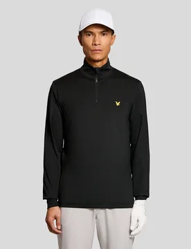 Men's Golf Performance 1/4 Zip Midlayer in Black - Lyle & Scott - FashionsVida